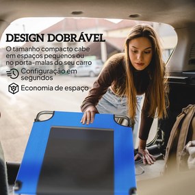 Espreguiçadeira Dobrável com Encosto Ajustável em 4 Posições Alças e Encosto de Textilene Suporta até 120 kg 175x58x68 cm Azul