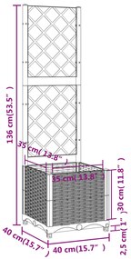 Vaso/floreira jardim c/ treliça 40x40x136 cm PP branco