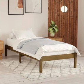 vidaXL Estrutura de cama 100x200 cm pinho maciço castanho mel