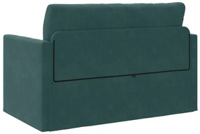 Sofá Cama de Piso 2 em 1 Verde Escuro 124x204x61 cm Veludo