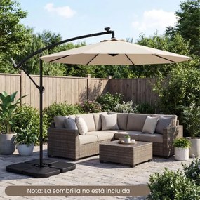 Base para guarda-sol, 4 peças, para encher com água ou areia, alças de transporte, 74 kg, quadrada, guarda-sol com saliência, para pátio, jardim, terr