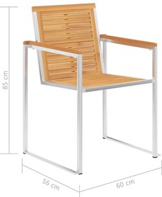 Cadeiras de jardim com almofadões 2 pcs teca maciça e aço
