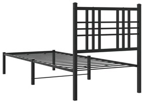 Estrutura de cama com cabeceira 75x190 cm metal preto