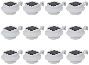 vidaXL Candeeiros solares de exterior LED para vedações 12 pcs branco