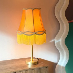 Candeeiro de mesa clássico em latão com abajur Granny dourado 30 cm - Simplo