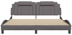 Estrutura cama c/ cabeceira 180x200cm couro artificial cinzento