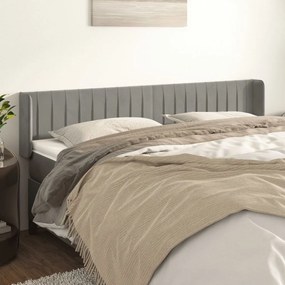 Cabeceira de cama c/ abas veludo 203x16x78/88 cm cinzento-claro