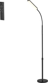 Candeeiro de pé com altura ajustavel 22 x 22 x (141–175 cm) cm Preto mate