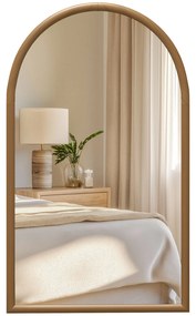 HOMCOM Espelho de Parede Arqueado 110x65 cm Estrutura em Madeira Espelho Arqueado para Sala de Estar Quarto Entrada Marrom Escuro | Aosom Portugal