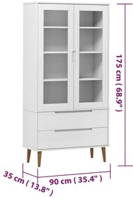 Vitrina MOLDE 90x35x175 cm pinho maciço branco