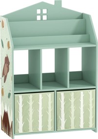 AIYAPLAY Estante Infantil para Brinquedos com Gavetas de Tecido Prateleiras Abertas Design de Ursinhos Organizador de Brinquedos Verde | Aosom Portugal