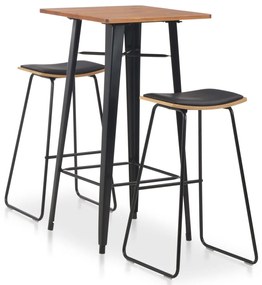 vidaXL 3 pcs conjunto de bar em aço preto