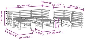 7 pcs conjunto lounge de jardim pinho maciço branco