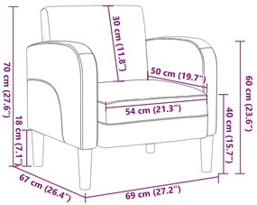 Poltrona com apoios de braços 54 cm couro artificial cappuccino