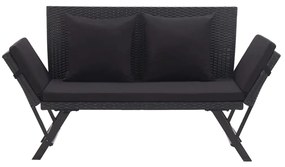 Banco de jardim c/ almofadões 176 cm vime PE preto
