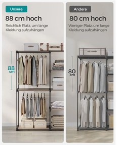 Guarda roupa aberto com varões para roupa 43 x 124 x 182 cm Castanho-greige