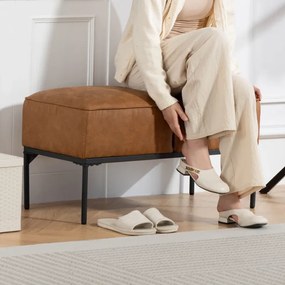 Banco ao Pé da Cama Multifuncional 80x40x46 cm Moderno com Assento Acolchoado Espesso e Pés em Aço PU Castanho