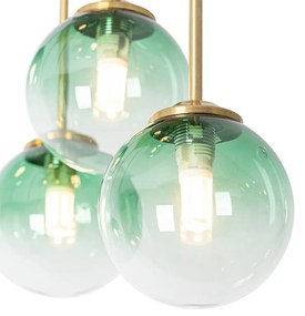 Candeeiro de teto Art Deco ouro com vidro verde 9 luzes - Atenas Art Deco