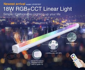 Projetor LED linear 18W RGB+CCT, 220V, RF, Alexa, SYNC. 1m, RGB + Dual Branco Regulável