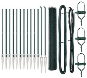 Conjunto de Cercas Conjunto de 2 Verde Metal, Plástico 25 x 1,2 m