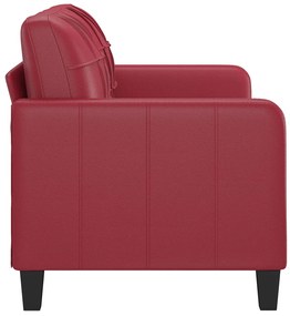 Sofá de 2 lugares 140 cm couro artificial vermelho tinto