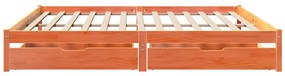 Cama sem colchão 200x200 cm pinho maciço castanho-mel