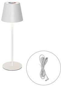 Candeeiro de mesa branco com LED regulável e recarregável RGB IP54 - Murdock