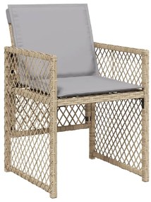 13 pcs conjunto de jantar p/ jardim com almofadões vime PE bege