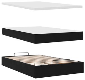 Estrutura de cama otomana com colchões preto 120x190 cm Veludo