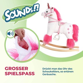 Balanço Unicórnio com função sonora 75 x 29 x 75 cm Branco + Rosa