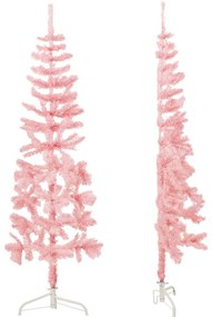 Meia árvore de Natal fina com suporte 180 cm rosa