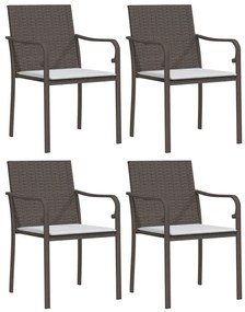 5 pcs conjunto de jantar p/ jardim c/ almofadões vime PE e aço