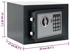 Cofre Digital Electrónico Cinza Escuro 23x17x17 cm Aço