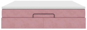 Estrutura de cama otomana com colchão 180x200 cm veludo rosa