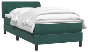 Cama com molas/colchão verde-escuro 80x220 cm veludo