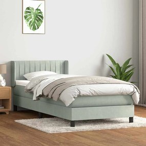 vidaXL Cama box spring com colchão 100x210 cm veludo cinzento claro