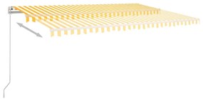 Toldo retrátil manual com LED 500x350 cm amarelo e branco