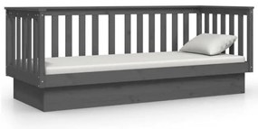 Sofá-cama 90x190 cm madeira de pinho maciça cinzento