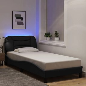 Estrutura de cama com LED sem colchão 80x200 cm tecido preto