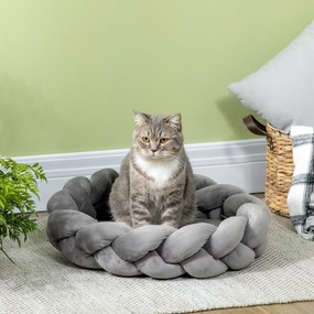 Cama para animais estimação Pequenos Lavável Cama para Animais de Estimação Redonda com Almofada Independente 55x55x14 cm Cinza