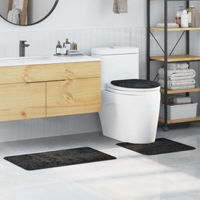 Conjunto de Tapetes de Banho 3 Peças Cinza Escuro Antiderrapante
