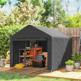 Abrigo de jardim em forma de tenda, impermeável, para arrumação, com porta enrolável e fecho de correr, 200 x 238 x 183 cm, cinzento escuro