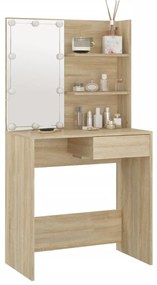 Toucador c/ LED 74,5x40x141cm derivados madeira carvalho sonoma