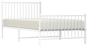 Estrutura de cama com cabeceira e pés 100x200 cm metal branco