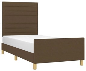Estrutura de cama sem colchão 100x200 cm tecido castanho-escuro