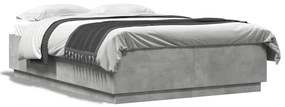 Estrutura cama c/ luzes LED derivados de madeira cinza cimento