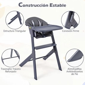 Cadeira de Refeição Infantil, 66 x 55 x 90 cm, 3 Modos de Utilização, Cinzento