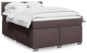 vidaXL Cama com molas/colchão 140x200 cm tecido castanho-escuro