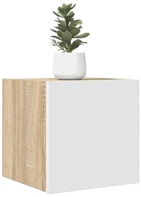 vidaXL Móvel de TV de parede 30,5x30x30 cm branco e carvalho sonoma