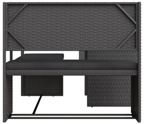Sofá de jardim em forma de L c/ mesa e almofadões vime PE preto